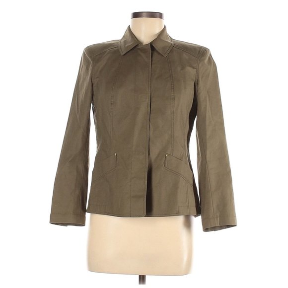 Womens Size 6 Lafayette 148 New York Green Military Inspired Button Front Jacket - Picture 1 of 5